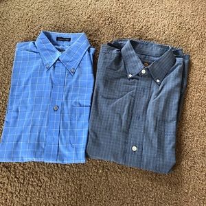 2 short sleeve shirts men size M cotton Van Heusen / Sedgefield color blue